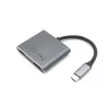 Adaptador dual HDMI 4 en 1 USB-C Equip, USB 3.2 Gen 1 (3.1 Gen 1) Type-C, plateado, 4K Ultra HD, 30 Hz, HDMI, aluminio
