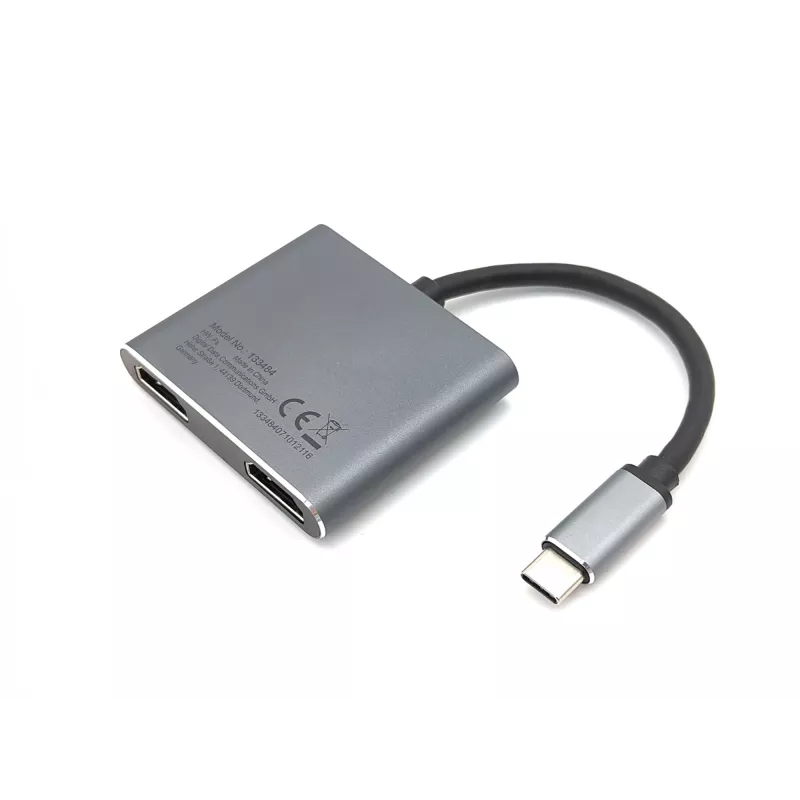 Adaptador dual HDMI 4 en 1 USB-C Equip, USB 3.2 Gen 1 (3.1 Gen 1) Type-C, plateado, 4K Ultra HD, 30 Hz, HDMI, aluminio