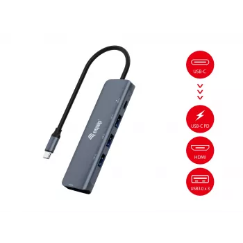 Equip USB-C 5-in-1 Adaptador MULTIFUNCIONAL, HDMI, USB 3.2 GEN1, 100W USB PD