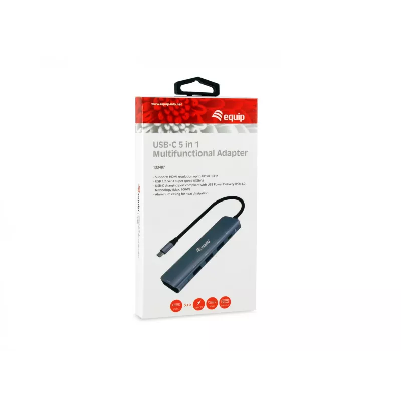 Equip USB-C 5-in-1 Adaptador MULTIFUNCIONAL, HDMI, USB 3.2 GEN1, 100W USB PD