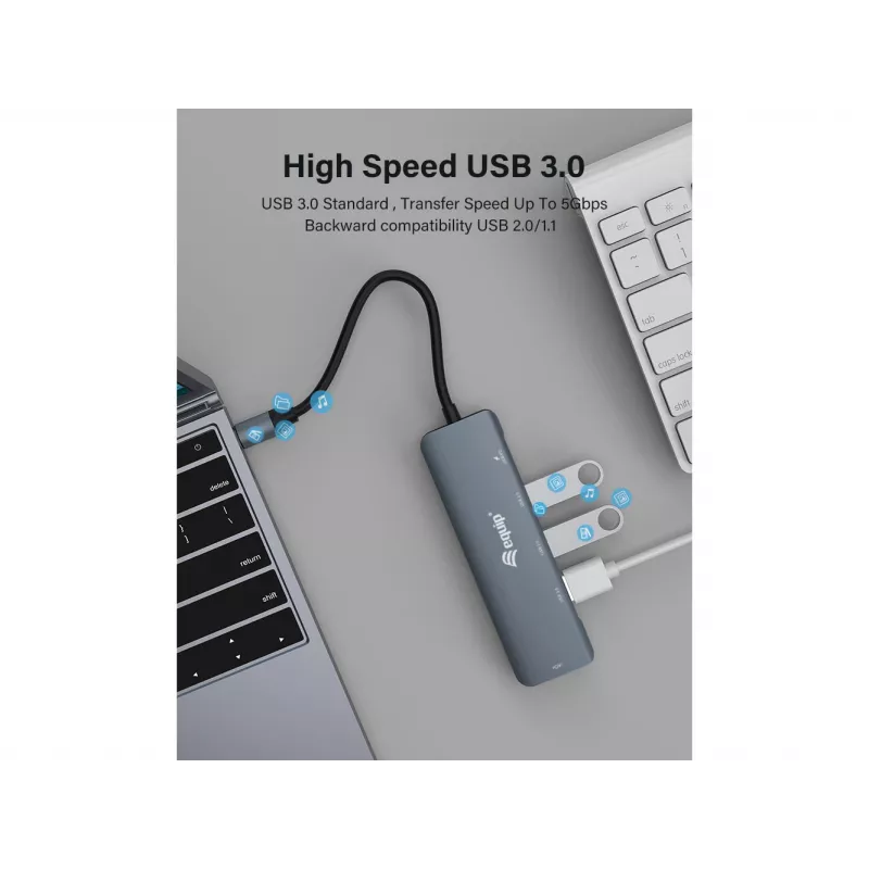 Equip USB-C 5-in-1 Adaptador MULTIFUNCIONAL, HDMI, USB 3.2 GEN1, 100W USB PD