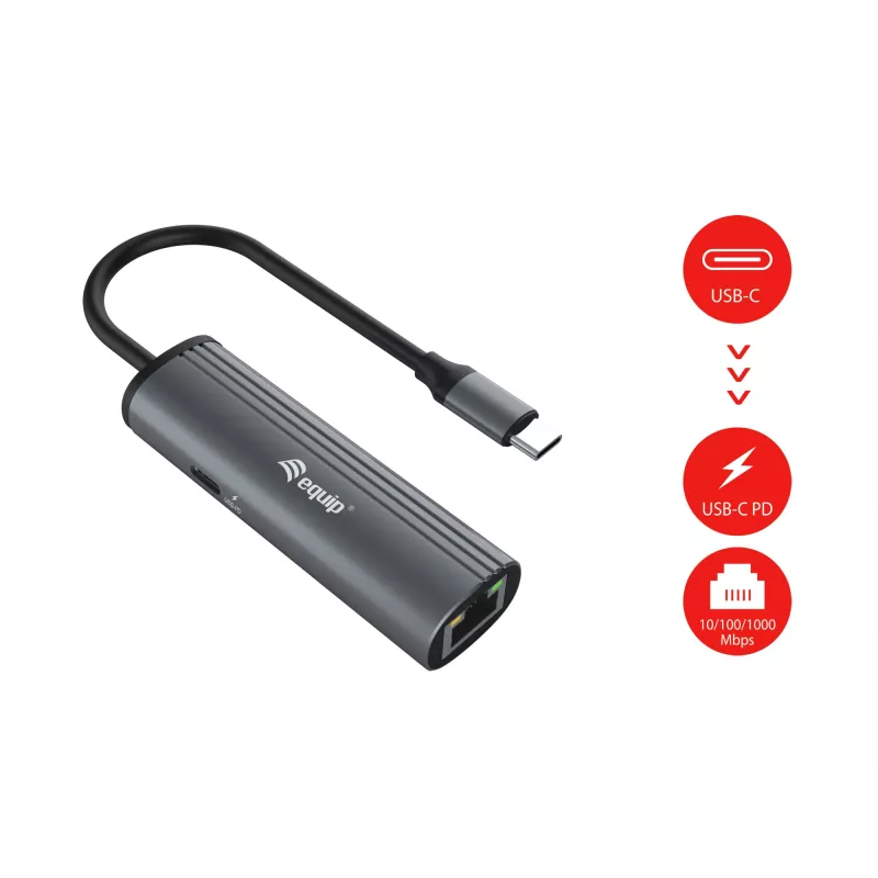 Equip USB-C a RJ45 Gigabit Red + Adaptador PD USB Type-C 100W