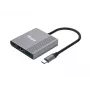Equip 133488 adaptador 3 en 1 de USB-C a HDMI / USB-A / USB PD, USB 3.2 Gen 1 (3.1 Gen 1), 4K/60 Hz, 100 W PD, aluminio, negro/gris