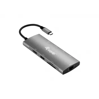 Adaptador multifunción Equip USB-C 9 en 1, HDMI 4K/60Hz, Gigabit-LAN, USB 3.2 GEN1, SD/TF, 100W USB PD