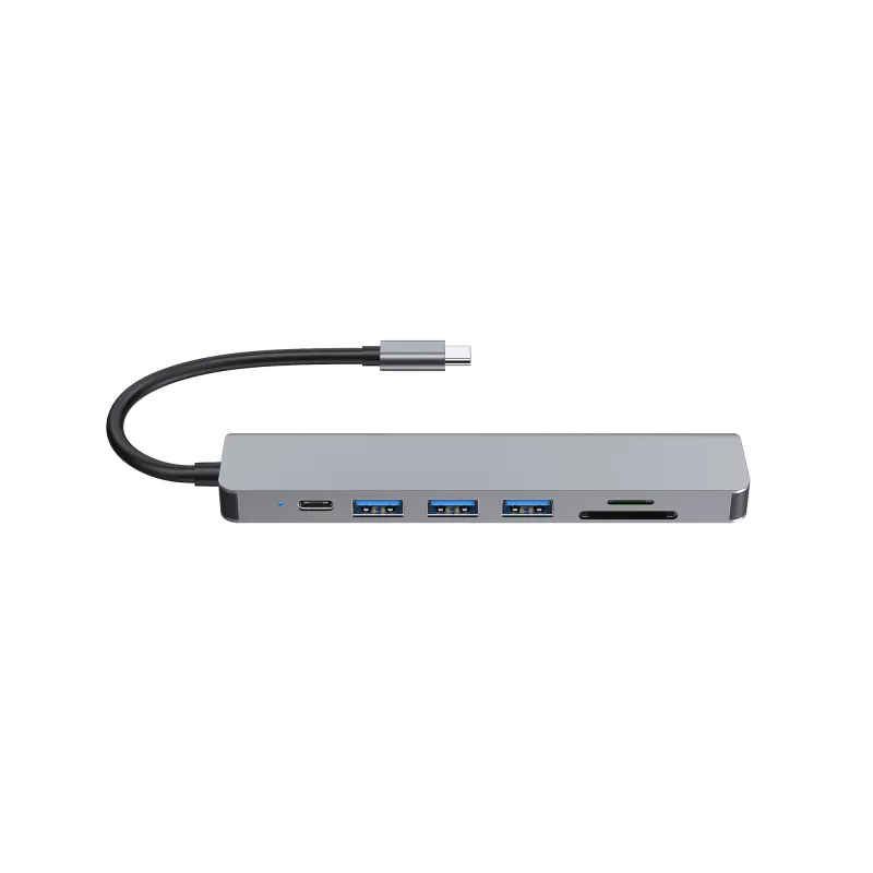 Adaptador multifunción Equip USB-C 7 en 1, HDMI 4K/60Hz, USB 3.2 Gen1 x3, TF/Micro SD, 100W USB PD