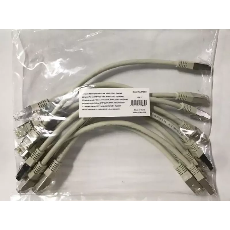 Equip Cat.6A Platinum S/FTP cable de red, gris, 0,25 m, 10 uds./set