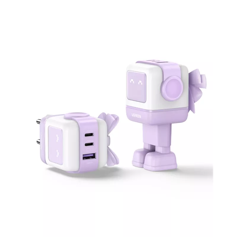 Ugreen Nexode RG 65W 3 puertos GaN cargador rápido de CA para ordenador portátil, móvil, ratón, portátil, batería externa, teléfono rosa uso en interiores