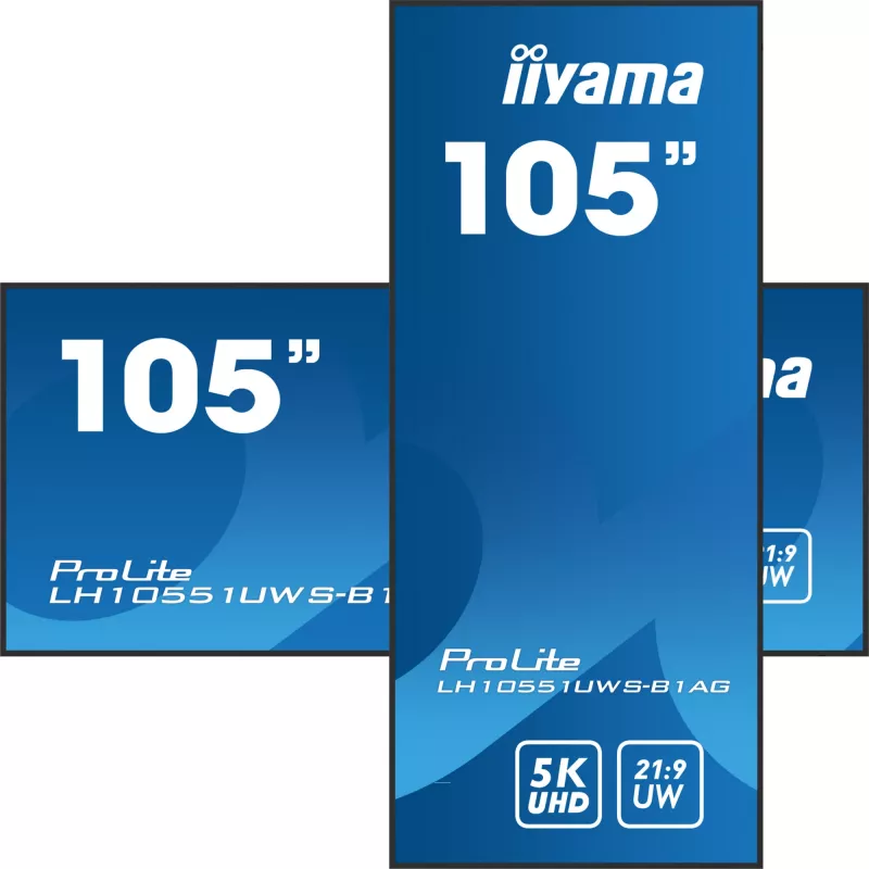 Pantalla de señalización iiyama LH10551UWS-B1AG pantalla plana de señalización digital 2,67 m (105 inch) LED 500 cd/m² UltraWide 5K HD negro 24/7