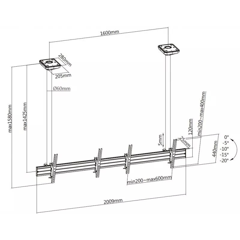 Equip soporte de techo dual de 45