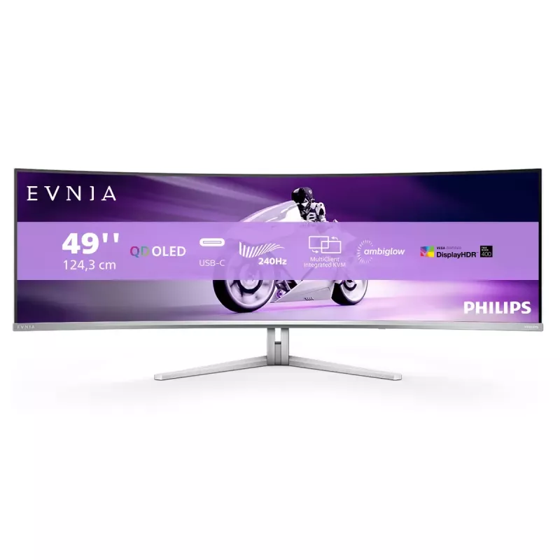 Philips Evnia 8000 49M2C8900/00 monitor de ordenador 124,2 cm (48,9 inch) 5120 x 1440 píxeles Dual QHD QD-OLED blanco
