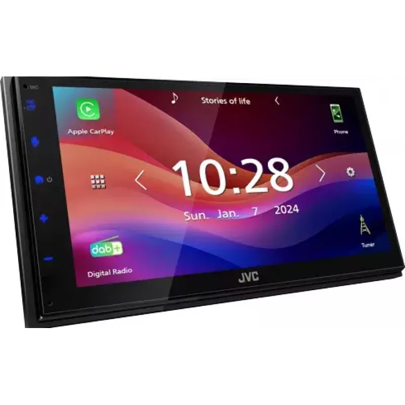 JVC KW-M595DBT receptor multimedia 2 DIN para coche, pantalla táctil de 6,8 pulgadas, DAB+, Apple CarPlay, Android Auto, Wi-Fi, 22 W, negro