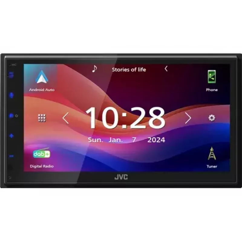 JVC KW-M595DBT receptor multimedia 2 DIN para coche, pantalla táctil de 6,8 pulgadas, DAB+, Apple CarPlay, Android Auto, Wi-Fi, 22 W, negro