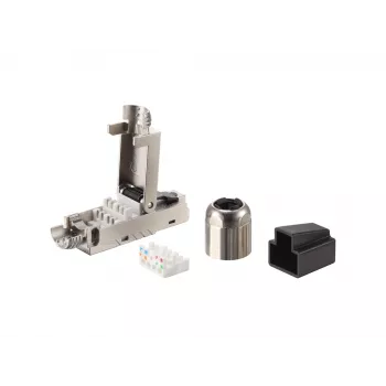 Equip conector RJ45 sin herramientas Cat 8.1 5 uds./set negro acero inoxidable macho