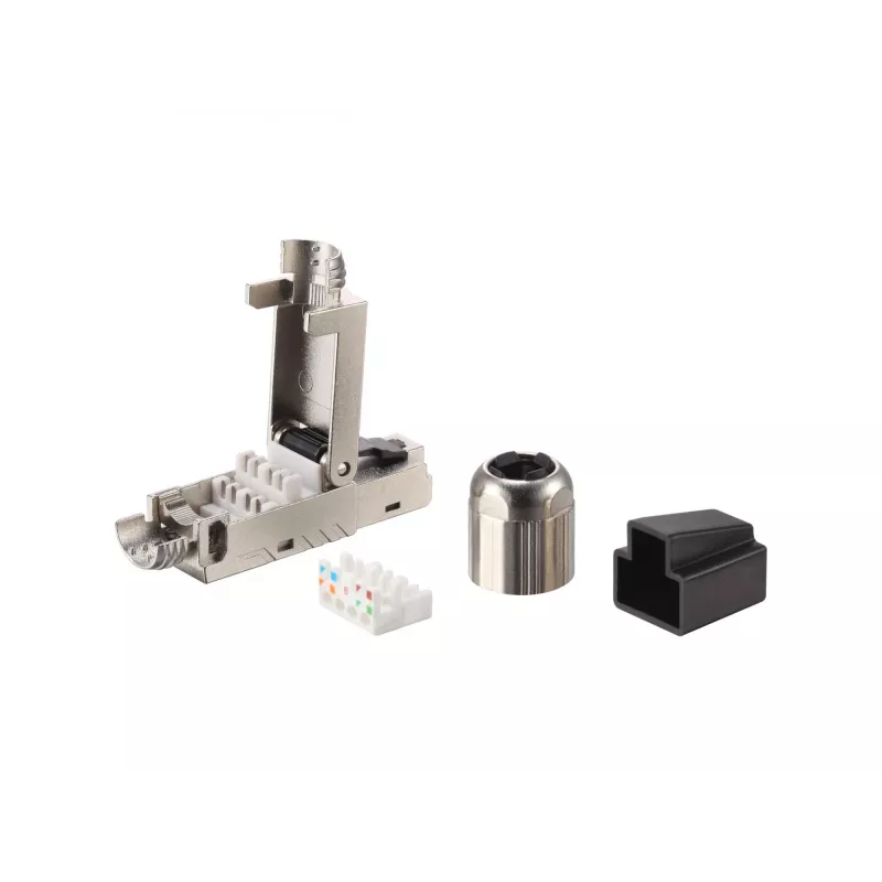 Equip conector RJ45 sin herramientas Cat 8.1 5 uds./set negro acero inoxidable macho