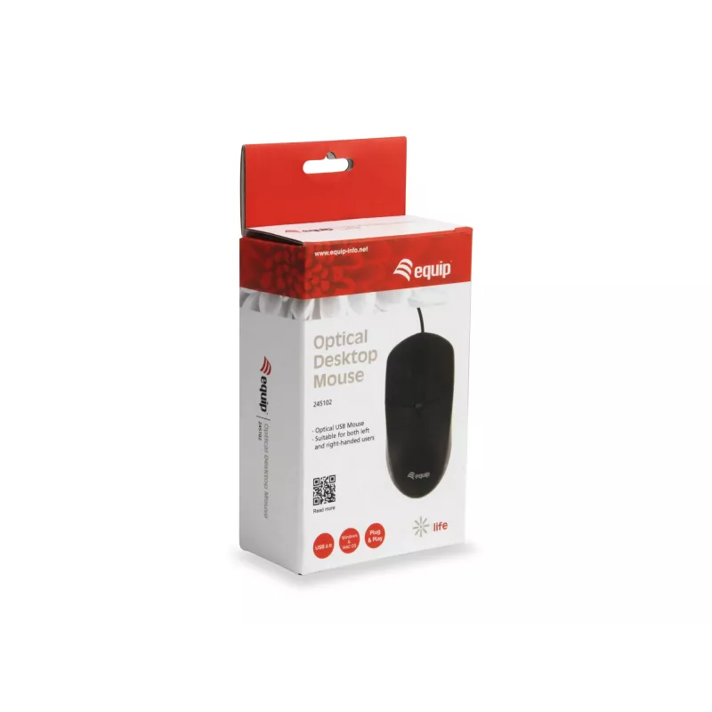 Equip 245102 ratón oficina ambidiestro USB Type-A óptico 1000 DPI