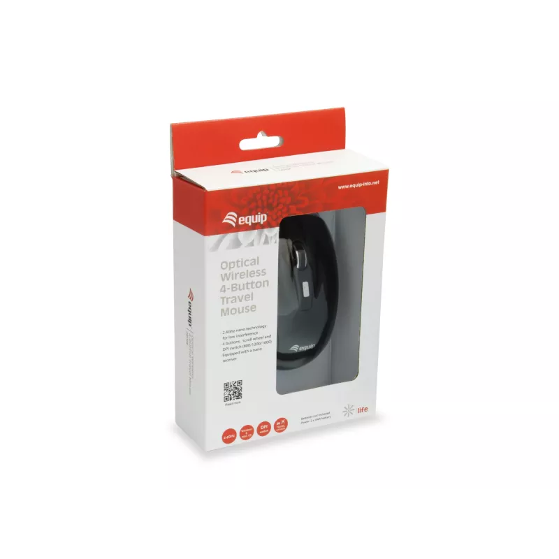 Equip 245104 ratón viaje ambidiestro RF inalámbrico óptico 1600 DPI