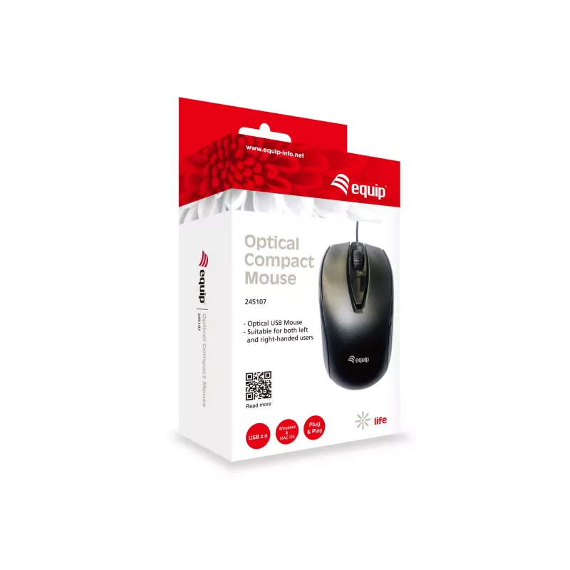 Equip 245107 ratón oficina ambidiestro USB Type-A óptico 1000 DPI