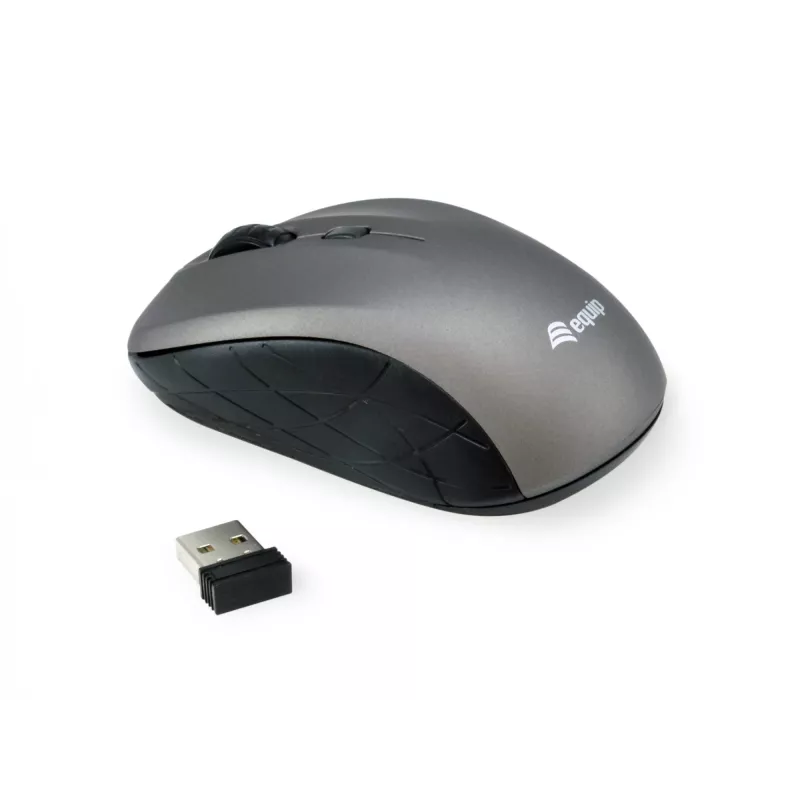 Equip ratón mini óptico inalámbrico, ambidiestro, óptico, RF inalámbrico, 1600 DPI, gris