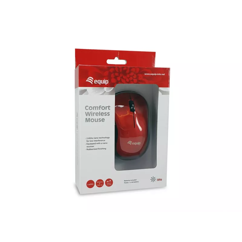 Ratón inalámbrico Equip Comfort rojo RF inalámbrico