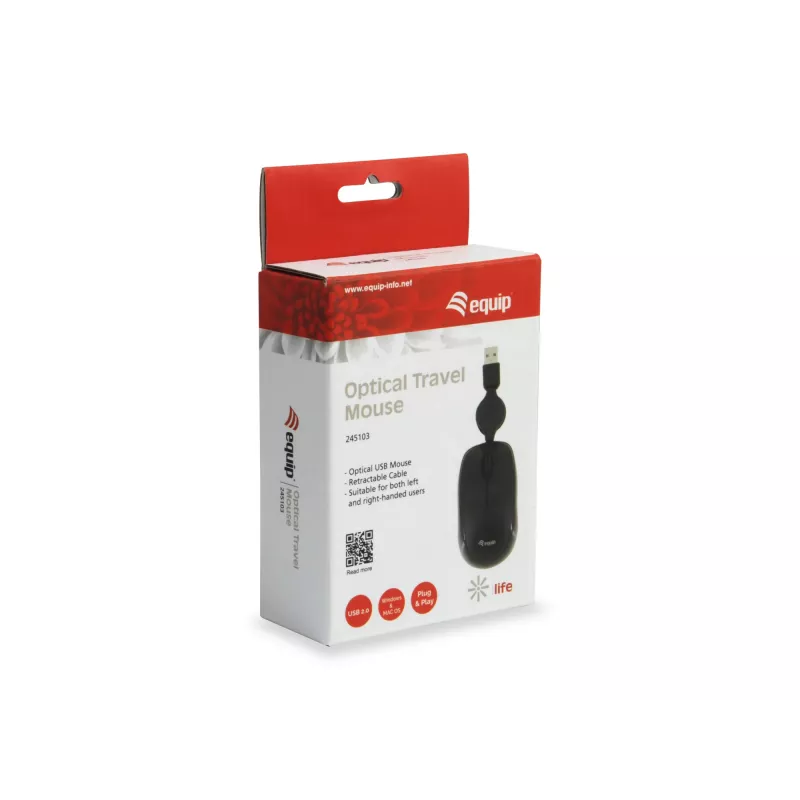 Equip 245103 ratón viaje ambidiestro USB Type-A óptico 1000 DPI