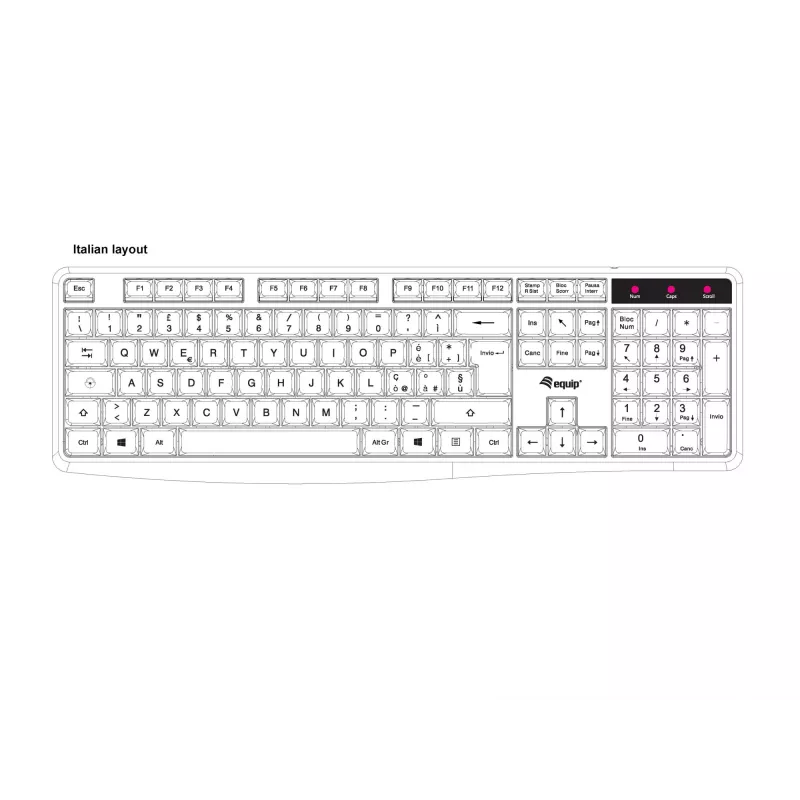 Equip 245213 teclado oficina USB QWERTY italiano negro