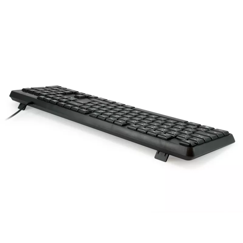Equip teclado USB con cable, distribución US/internacional (QWERTY), tamaño completo (100%), con cable, USB, QWERTY, negro