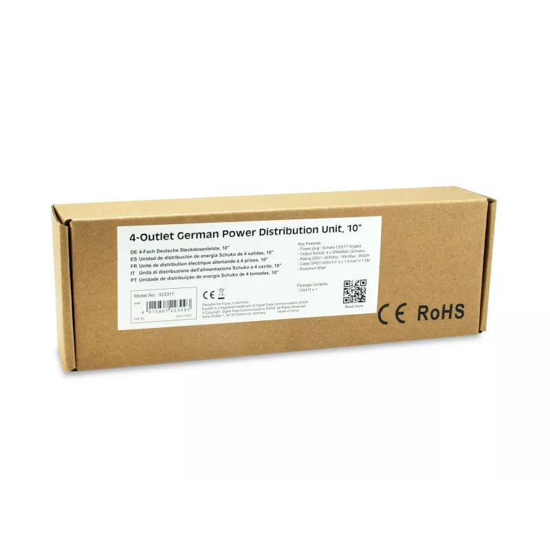 Unidad de distribución de energía (PDU) Equip 333311 4 salidas AC 1U negro, plata