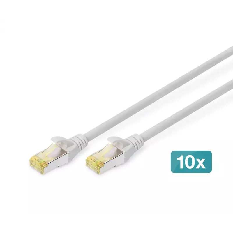 DIGITUS cable de conexión CAT6A S/FTP, 1 m, gris, pack de 10