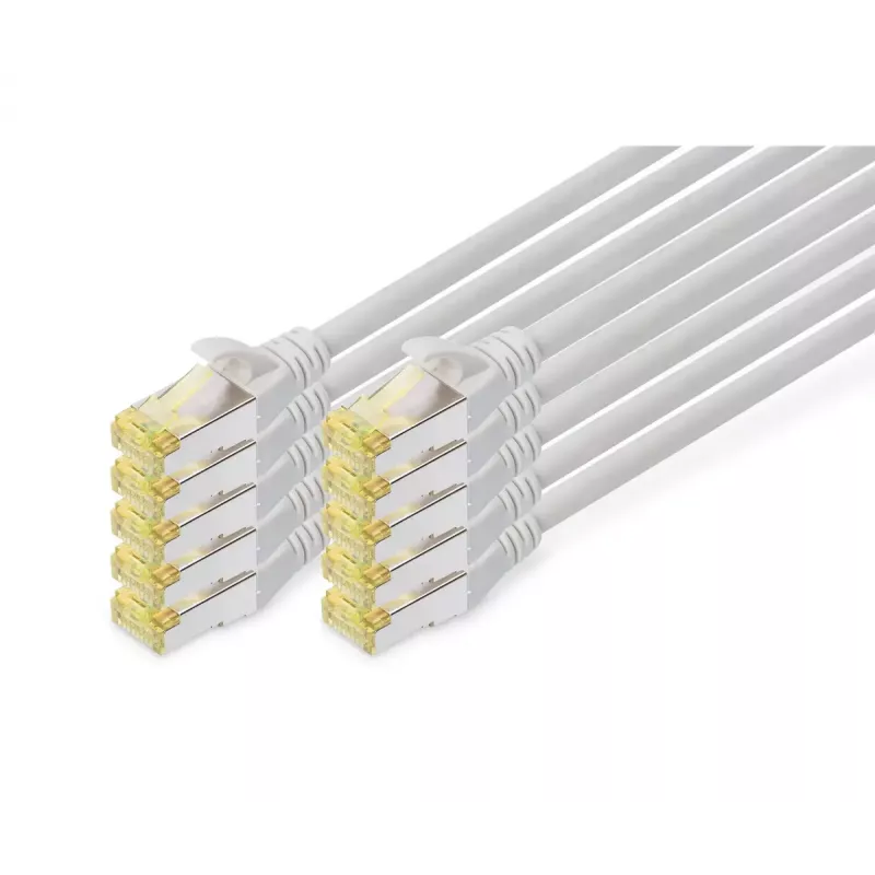 DIGITUS Cable de conexión CAT6A S/FTP, 2 m, gris, pack de 10