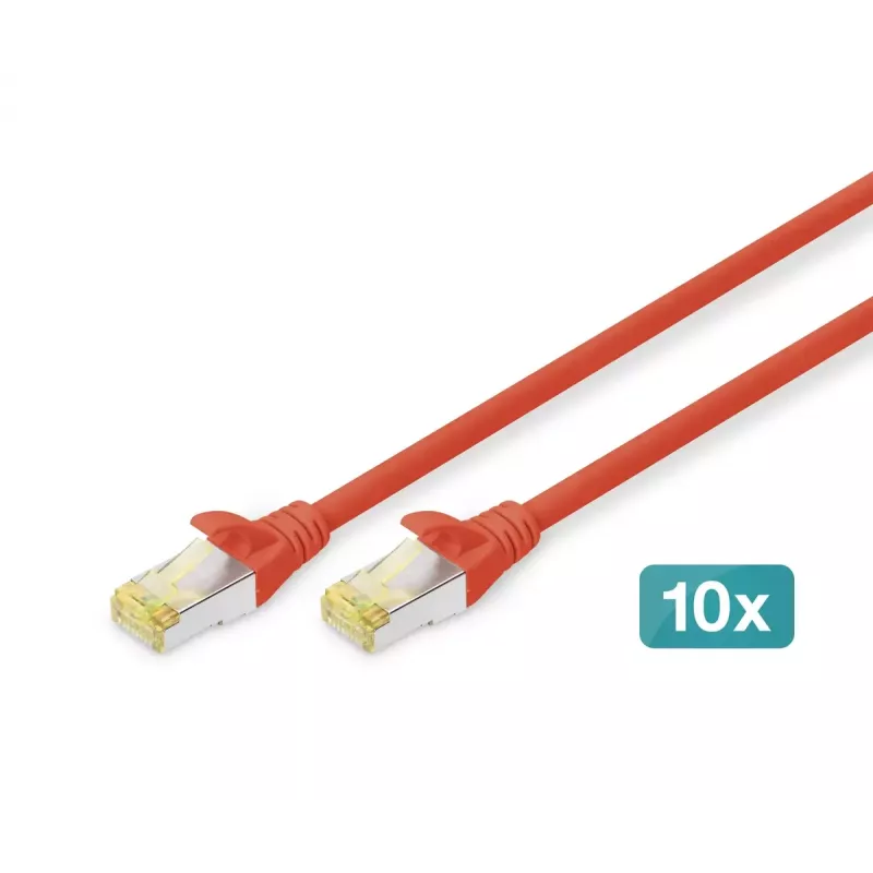 Latiguillo DIGITUS - CAT6a - S/FTP - Snagless - 3 m - rojo - pack de 10
