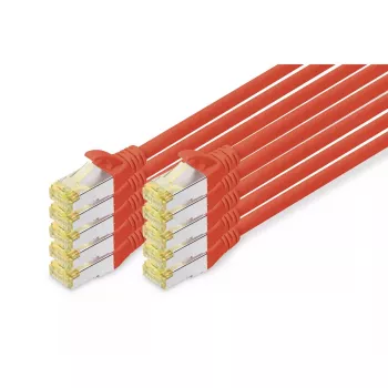 Latiguillo DIGITUS - CAT6a - S/FTP - Snagless - 3 m - rojo - pack de 10