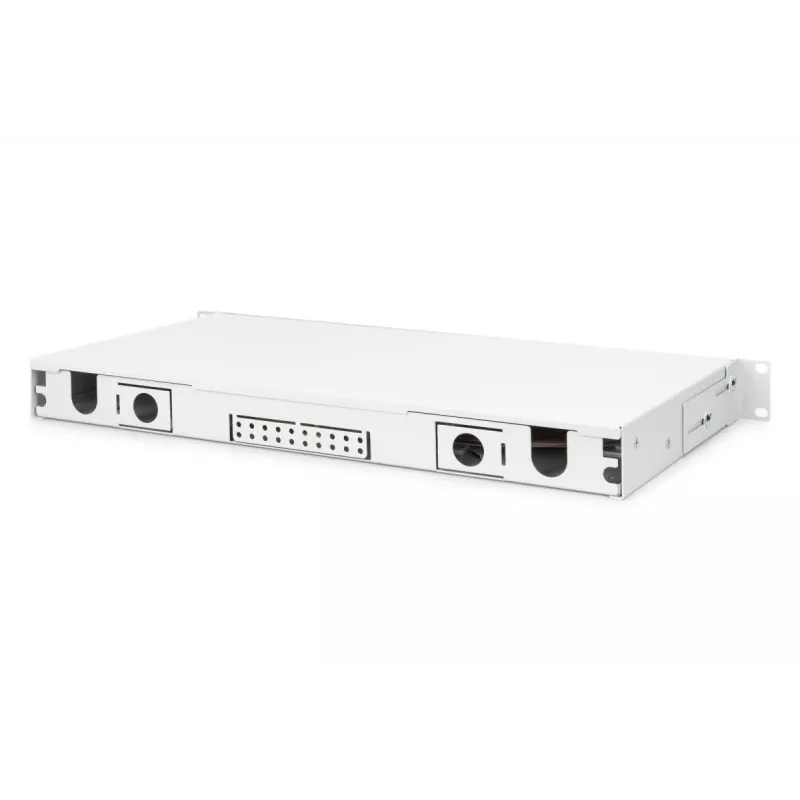 DIGITUS Caja de empalme de fibra óptica, 1U, equipada con 12x SC dúplex, incl. tornillo M25, cassette de empalme, pigtails de colores OS2, adaptador