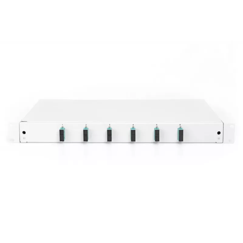 DIGITUS Caja de empalme deslizante de fibra óptica, 1U, equipada con 6x SC dúplex, incl. tornillo M25, cassette de empalme pigtails de colores OM3, adaptador
