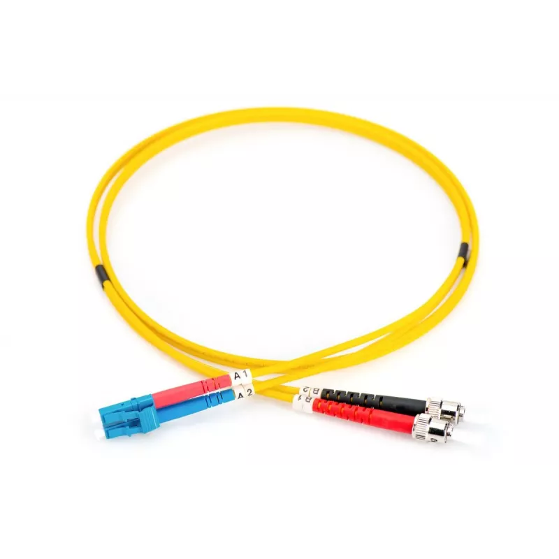 DIGITUS Cable de parcheo de fibra óptica, LC a ST OS2, monomodo 9/125 µ, dúplex, longitud 1 m