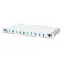 Caja de empalme de fibra óptica DIGITUS, 1HE, equipada con 12x LC-Duplex, incl. tornillos M25, cassette de empalme OM3, pigtails de colores, adaptador