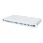 DIGITUS Caja de empalme deslizante de fibra óptica, 1U, equipada con 24x LC dúplex, incl. tornillo M25, cassette de empalme pigtails de colores OM4, adaptador