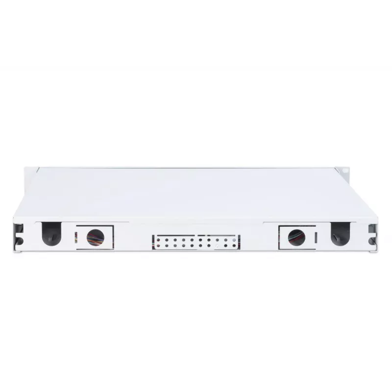 DIGITUS Caja de empalme deslizante de fibra óptica, 1U, equipada con 24x LC dúplex, incl. tornillo M25, cassette de empalme pigtails de colores OM4, adaptador