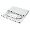 DIGITUS Caja de empalme deslizante de fibra óptica, 1U, equipada con 12x LC dúplex, incl. tornillo M25, cassette de empalme pigtails de colores OM4, adaptador