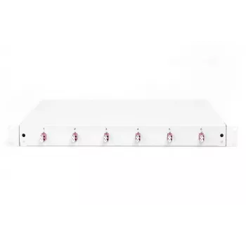 Caja de empalme de fibra óptica extraíble DIGITUS, 1HE, equipada con 6x LC-Duplex, incl. tornillo M 25, cassette de empalme OM4 pigtails de colores, adaptador