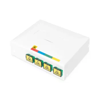DIGITUS Caja FTTH, con superficie de adaptador 4x SC (APC) SX y montaje en carril DIN