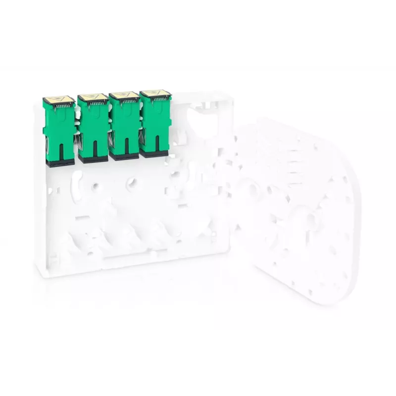 DIGITUS Caja FTTH, con superficie de adaptador 4x SC (APC) SX y montaje en carril DIN