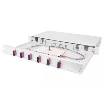 DIGITUS Caja de empalme de fibra óptica SC OM4 1U 6xSC-DX cassette pigtails acopladores