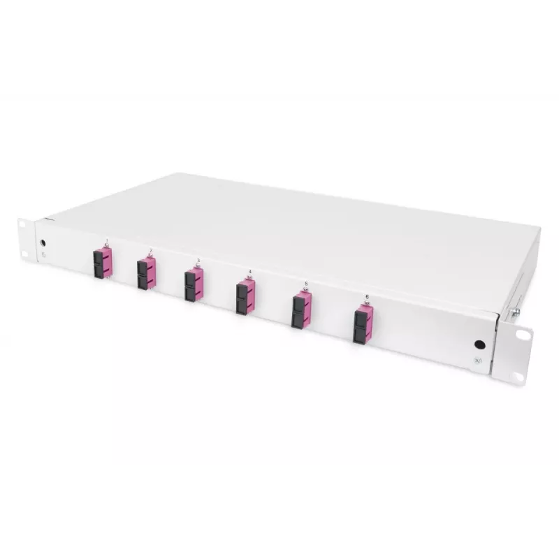 DIGITUS Caja de empalme de fibra óptica SC OM4 1U 6xSC-DX cassette pigtails acopladores