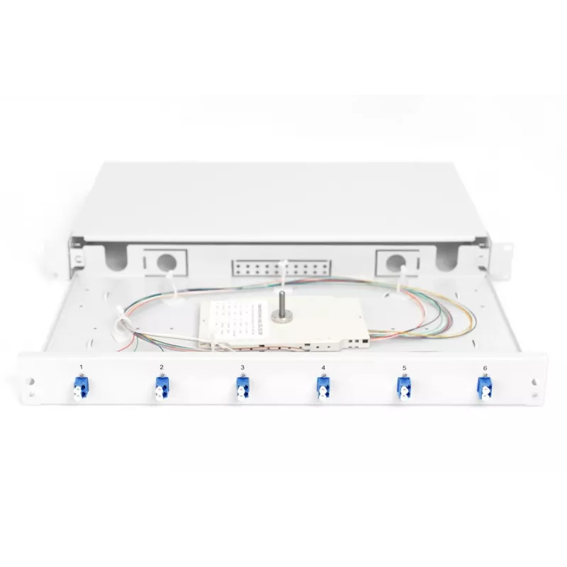 DIGITUS Caja de empalme de fibra óptica LC OS2 1U 6xLC-DX con cassette, pigtails y acopladores