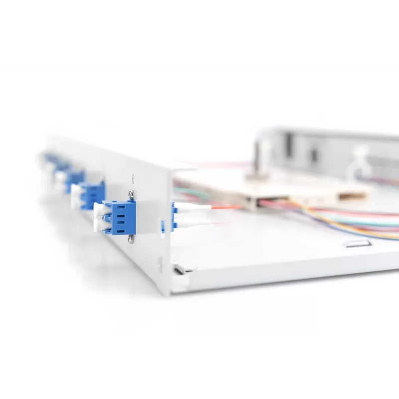 DIGITUS Caja de empalme de fibra óptica LC OS2 1U 6xLC-DX con cassette, pigtails y acopladores