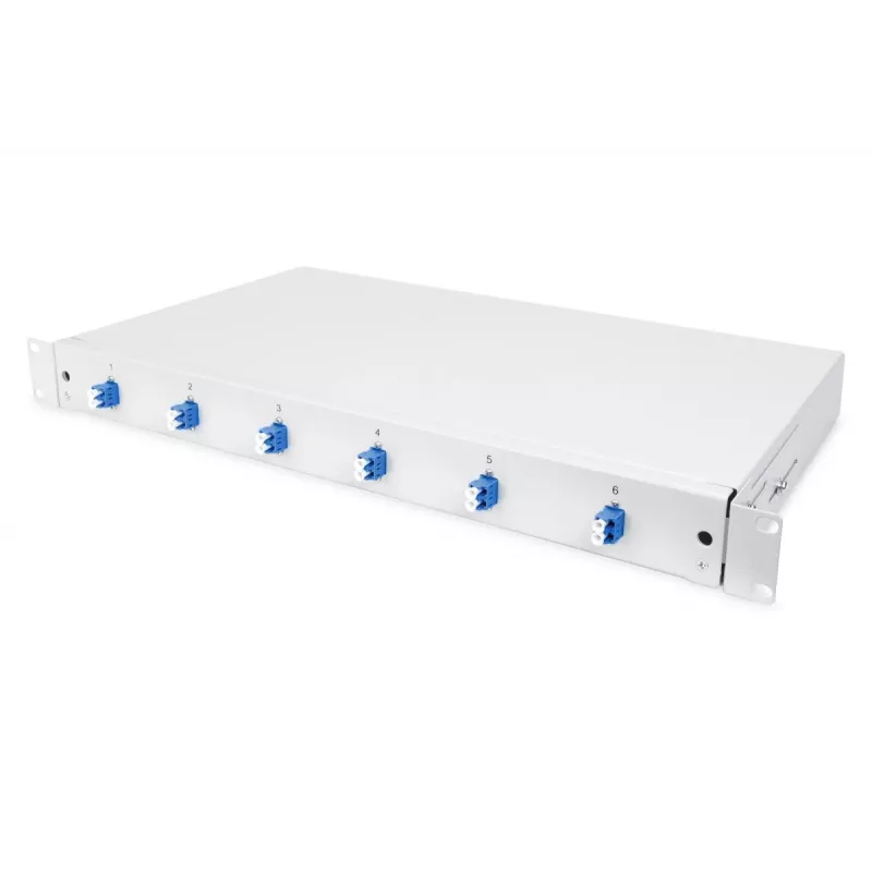 DIGITUS Caja de empalme de fibra óptica LC OS2 1U 6xLC-DX con cassette, pigtails y acopladores