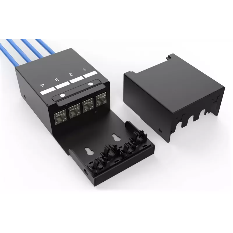 DIGITUS Caja de punto de consolidación - 4 puertos módulos Keystone con gestor de cables inteligente