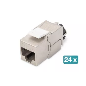 DIGITUS Jack Keystone CAT6a - apantallado, conexión sin herramientas - gestor de cables inteligente - 24 unidades