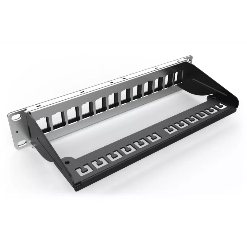 DIGITUS DN-91420 panel de parcheo modular, 12 puertos, apantallado, vacío, 1U, 10" (254 mm), negro RAL 9005