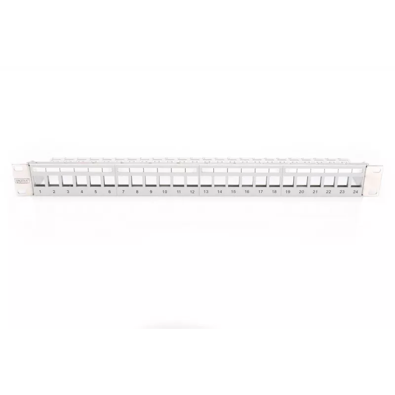 DIGITUS Panel de parcheo modular para jack Keystone, montaje en rack 1U – sin equipar